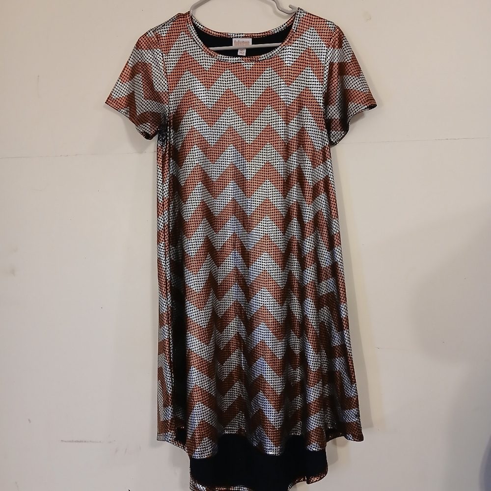 LuLaRoe  Silver Copper Metallic  Dress Womens Size XS